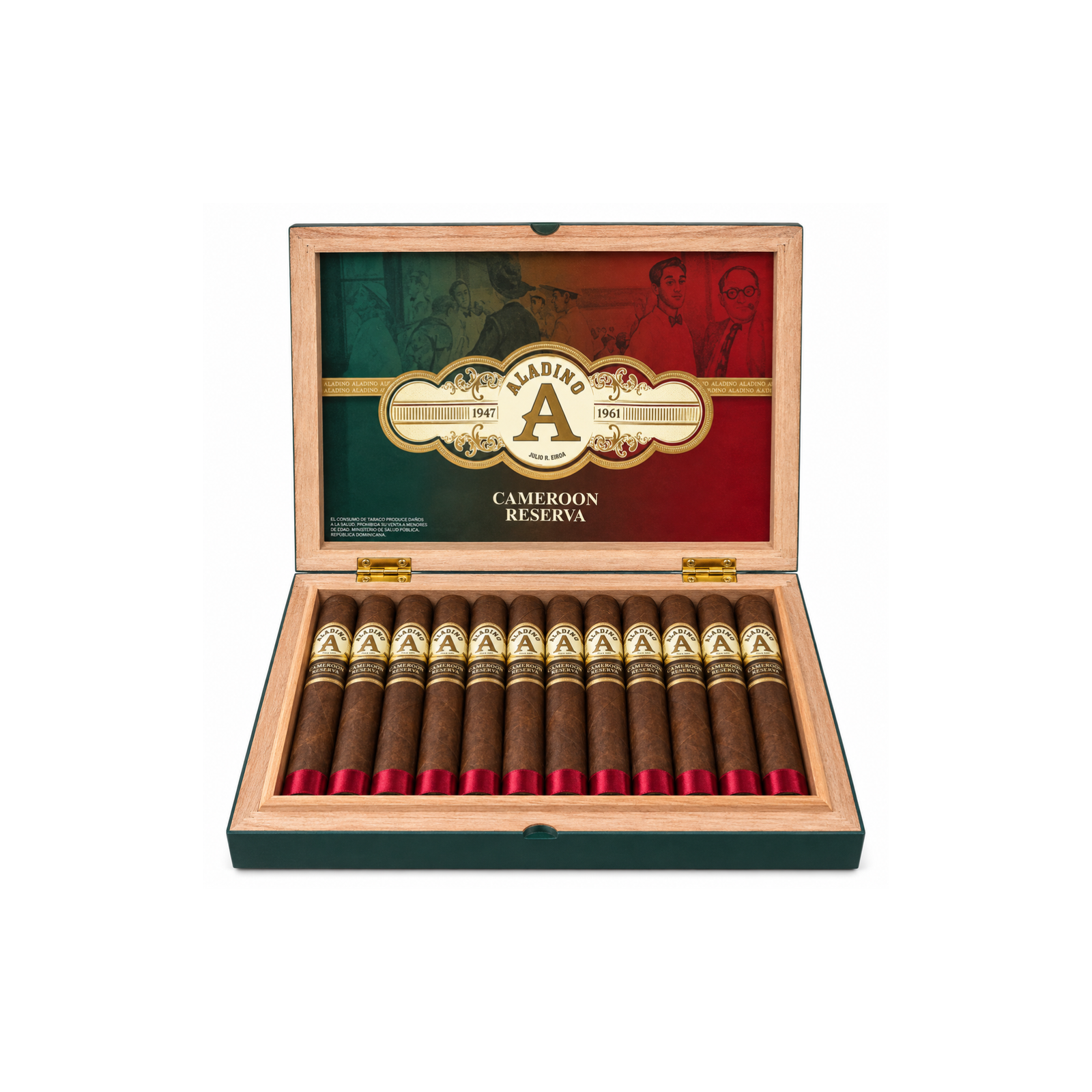 Shop Aladino Cameroon reserva cigar an open box of cameroon reserva cigars from aladino