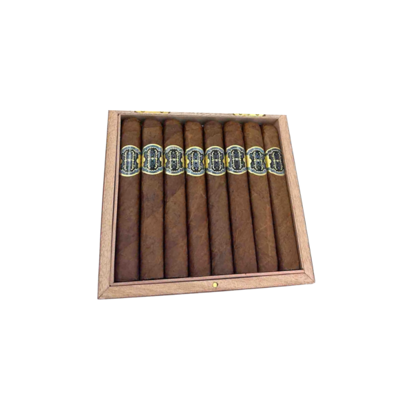 an open box of avowed hallowed hands box press robusto cigars